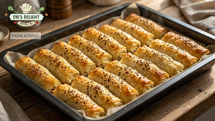Enina Kuhinja - Burek rolnice sa sirom - Slaganje i pečenje